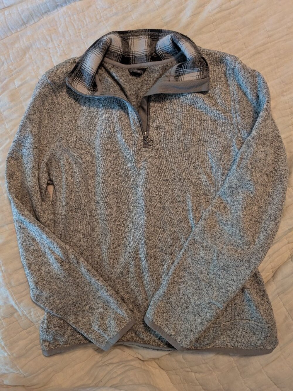 Grey, quarter zip pull over, Eddie Bauer